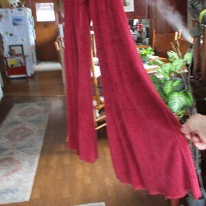 Maha Devi Design Wide Leg Flare Velour pants Size L -Wine